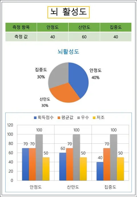 뇌 활성도 분석 예시 화면